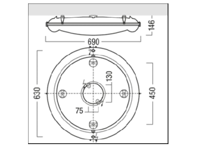 Ma�zeichnung Zumtobel AMPRL5600 840LDOV2A LED Feuchtraumleuchte 4000K
