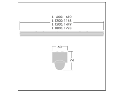 Dimensional drawing Zumtobel POPPACK LED 96631574 Strip Light LED not exchangeable POPPACK LED96631574
