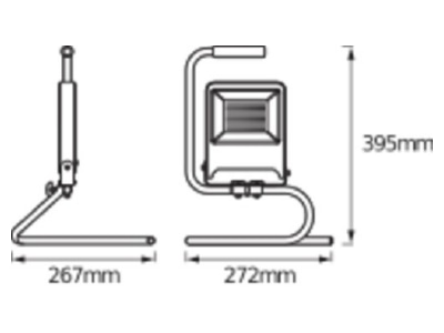 Dimensional drawing LEDVANCE LEDWORK STAND50W4000 Hand luminaire