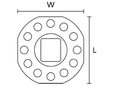 Dimensional drawing 1 Hellermann Tyton PMB5 PA66HS BK 100 Mounting element for cable tie
