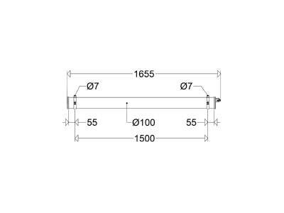 Ma�zeichnung Schuch 110 15L60 H50 LED Rohrleuchte m schlagf  PMMA Rohr