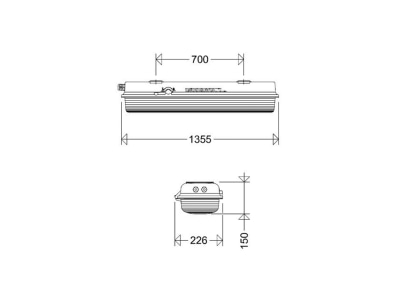 Ma�zeichnung Schuch 144 12L60 LED Wannenleuchte IP66  SK I 