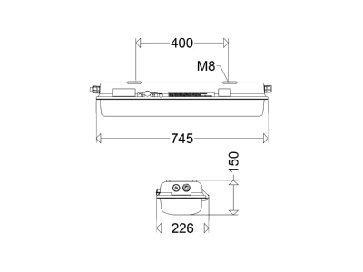 Dimensional drawing Schuch e840 06L42 Explosion proof luminaire fixed mounting