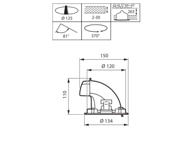 Ma�zeichnung Philips Licht RS772B49S830PSUEHWBW LED Einbaustrahler 830