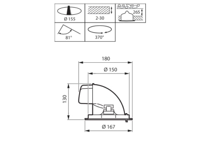 Ma�zeichnung Philips Licht RS782B39S830PSUEMBWH LED Einbaustrahler 830
