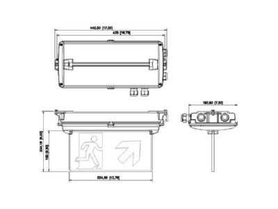 Dimensional drawing Stahl 6109 111 0101 287804 Ex proof emergency security luminaire 6109 111 0101287804