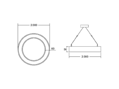 Dimensional drawing Brumberg 13846174 Pendant luminaire LED not exchangeable