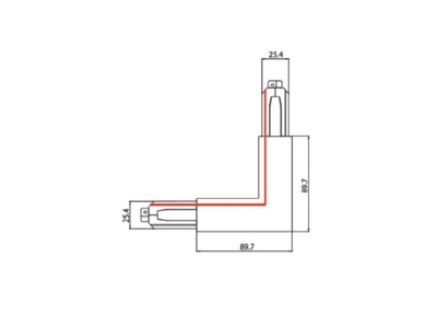 Dimensional drawing Brumberg 87126680 Coupler connector L shape for luminaires