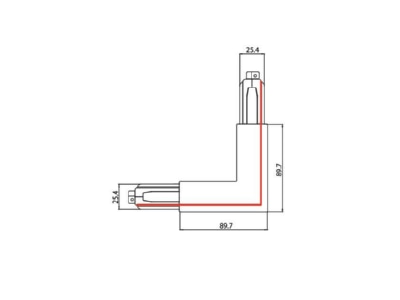 Dimensional drawing Brumberg 87127680 Coupler connector L shape for luminaires