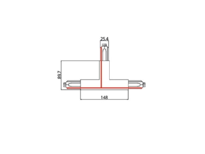 Dimensional drawing Brumberg 87128680 Coupler connector T shape for luminaires