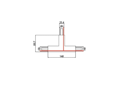 Dimensional drawing Brumberg 87129070 Coupler connector T shape for luminaires