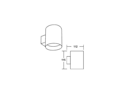 Dimensional drawing Brumberg 45201560 Wall mounted module round black white