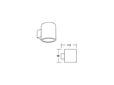 Dimensional drawing Brumberg 45206550 Wall mounted module round white black