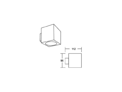 Dimensional drawing Brumberg 45210180 Wall mounted module square black