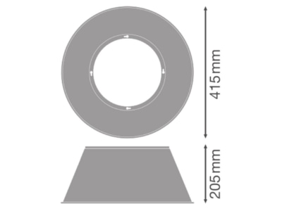 Dimensional drawing Ledvance HBALUREFLECTOR415 Aluminium reflector D415mm