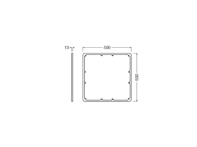 Dimensional drawing Ledvance SFFL 500SQUAREFRA SI Square frame silver