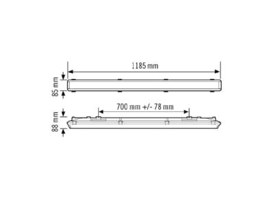 Ma�zeichnung ESYLUX OLIVIA 2  EO10310416 LED Feuchtraumleuchte 840  BWM OLIVIA 2 EO10310416