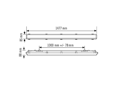 Ma�zeichnung ESYLUX OLIVIA 2  EO10310485 LED Feuchtraumleuchte 840  BWM OLIVIA 2 EO10310485