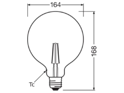 Dimensional drawing LEDVANCE 1906GLOBE2 8 824FGD LED lamp Multi LED 220   240V E27 white