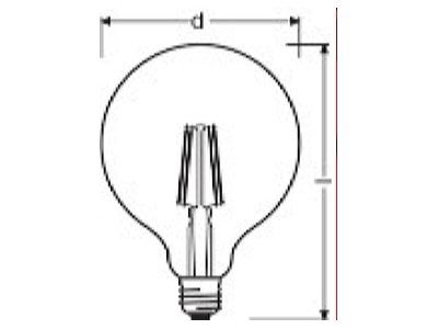 Dimensional drawing LEDVANCE 1906GLOBE6 5 824FGD LED lamp Multi LED 220   240V E27 white