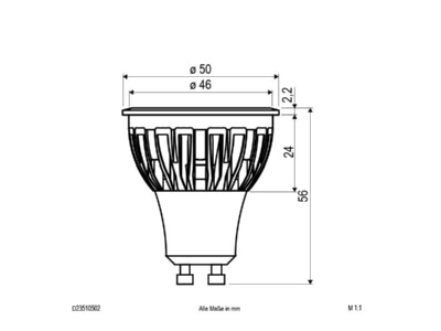 Mazeichnung EVN D23510502 LED Leuchtmittel GU10 3000K 450lm