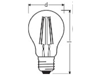 Dimensional drawing LEDVANCE B CLA607W827FIL  VE2  LED lamp Multi LED 220   240V E27 white B CLA607W827FIL VE2