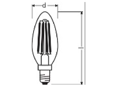 Dimensional drawing LEDVANCE B CLB404W827FIL  VE2  LED lamp Multi LED 220   240V E14 white B CLB404W827FIL VE2