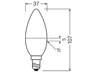 Dimensional drawing LEDVANCE ECOCLASB5 5W2700E14F LED lamp Multi LED 220   240V E14 white