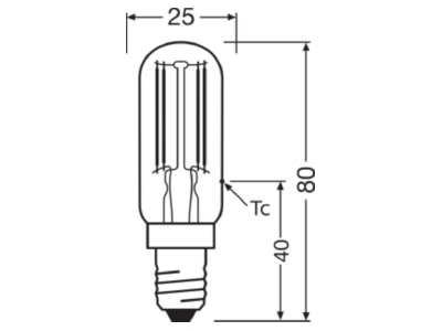 Ma�zeichnung LEDVANCE SPCT26556 5W2700KE14 LED Lampe E14 2700K SPC T26