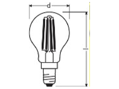 Ma�zeichnung LEDVANCE SSTCLASP404W2700KE14 LED Tropfenlampe E14 2700K 3 step dim