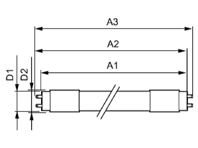 Ma�zeichnung Signify Lampen MASLEDtube  31662100 LED Tube T8 KVG VVG 830 1500mm MASLEDtube 31662100