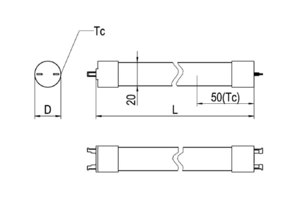 Ma�zeichnung Ridi Leuchten RT360145 865M0450LD LED Tube 865