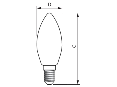 Ma�zeichnung Signify Lampen CorePro LED 34746500 LED Kerzenlampe E14 klar Glas CorePro LED34746500