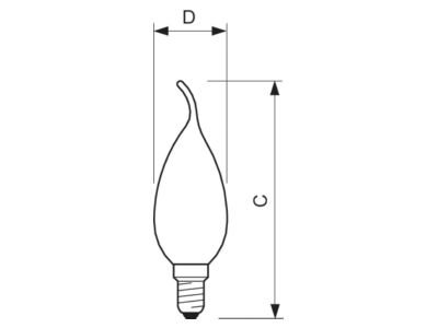 Ma�zeichnung Signify Lampen CorePro LED 37759200 LED Kerzenlampe E14 klar Glas CorePro LED37759200