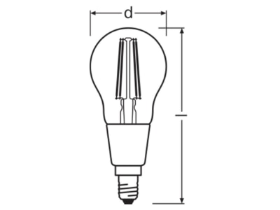 Ma�zeichnung LEDVANCE LEDSCLP40GD4W827FE14 LED Tropfenlampe E14 827  GLOWdim