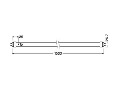 Ma�zeichnung Radium RL T8 58 865 G13 EM LED Tube T8 EM