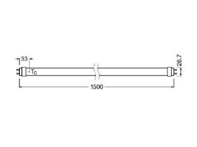 Ma�zeichnung Radium RL T8 58 S 840G13 EM LED Tube T8 EM