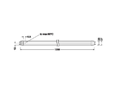 Ma�zeichnung Ledvance LEDTUBET8EXTP15W4000 LED Tube T8 1200mm 4000K