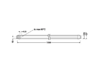 Ma�zeichnung Ledvance LEDTUBET8EXTP23W4000 LED Tube T8 1500mm 4000K