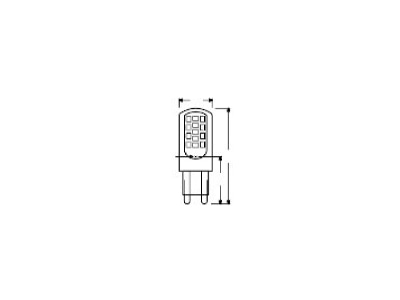 Ma�zeichnung Ledvance PIN37 4 2 W 2700K G9 LED Lampe G9 2700K