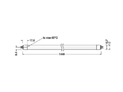 Ma�zeichnung Ledvance TUBET5EXTHE35P18W65 LED Tube T5 1449mm 6500K