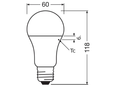 Ma�zeichnung Ledvance LEDCLA10013840FRE27P LED Lampe E27 840