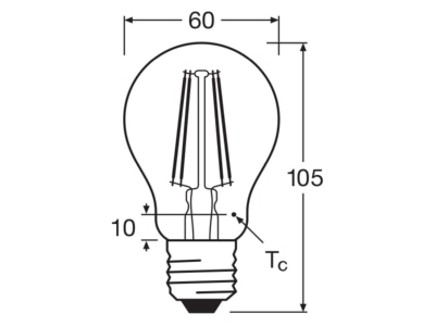 Ma�zeichnung Ledvance LEDCLA404W840CLE27P LED Lampe E27 840