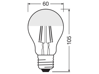 Ma�zeichnung Ledvance LEDCLA50MIRS6 5827FC LED Kopfspiegellampe E27 827