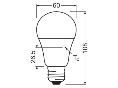 Ma�zeichnung Ledvance LEDCLA609 4927FRE27S LED Lampe E27 927