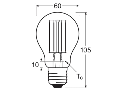 Ma�zeichnung Ledvance LEDCLA75D7 5W827FCLP LED Lampe E27 827  dim 