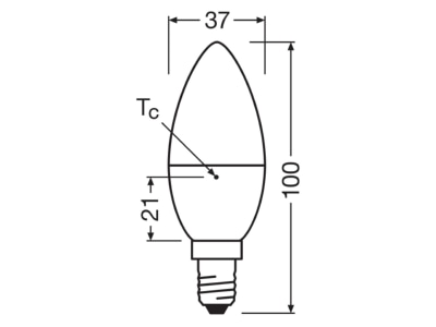 Ma�zeichnung Ledvance LEDCLB404 9927FRE14S LED Kerzenlampe E14 927