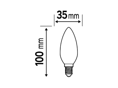 Ma�zeichnung Ledvance LEDCLB40D4 9W827FR LED Kerzenlampe E14 827  dim 