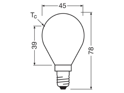Ma�zeichnung Ledvance LEDCLP40D4 2927FFR14 LED Tropfenlampe E14 927  dim 