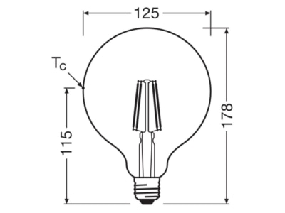 Ma�zeichnung Ledvance LEDG125607827FCL LED Globelampe G125 E27 827